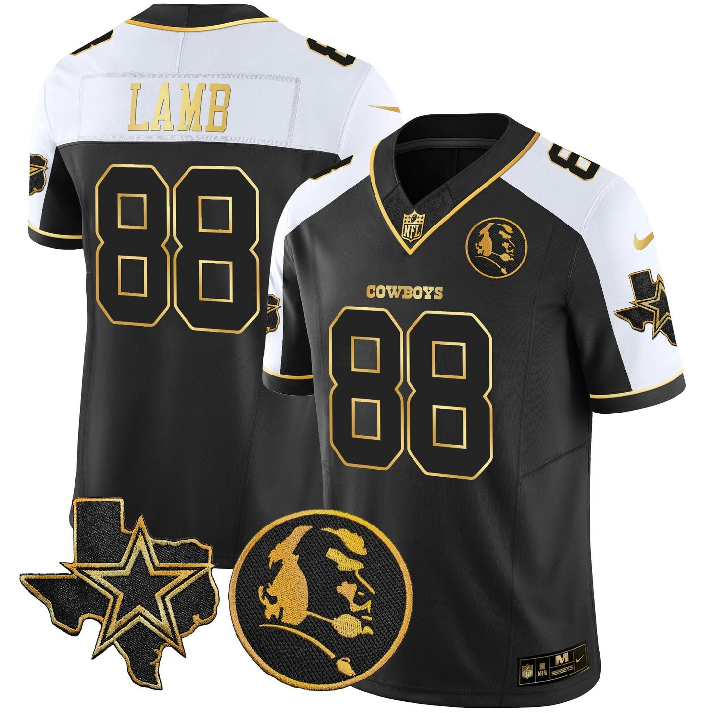 Camisa NFL Men’s Texas & John Madden Patch Dourada Vapor Limited Jersey