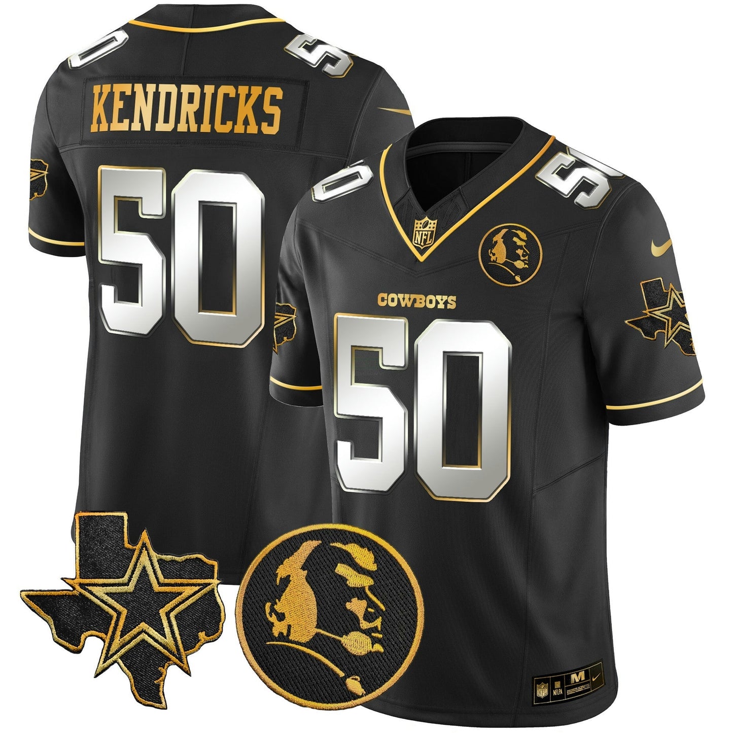 Camisa NFL Men’s Texas & John Madden Patch Dourada Vapor Limited Jersey
