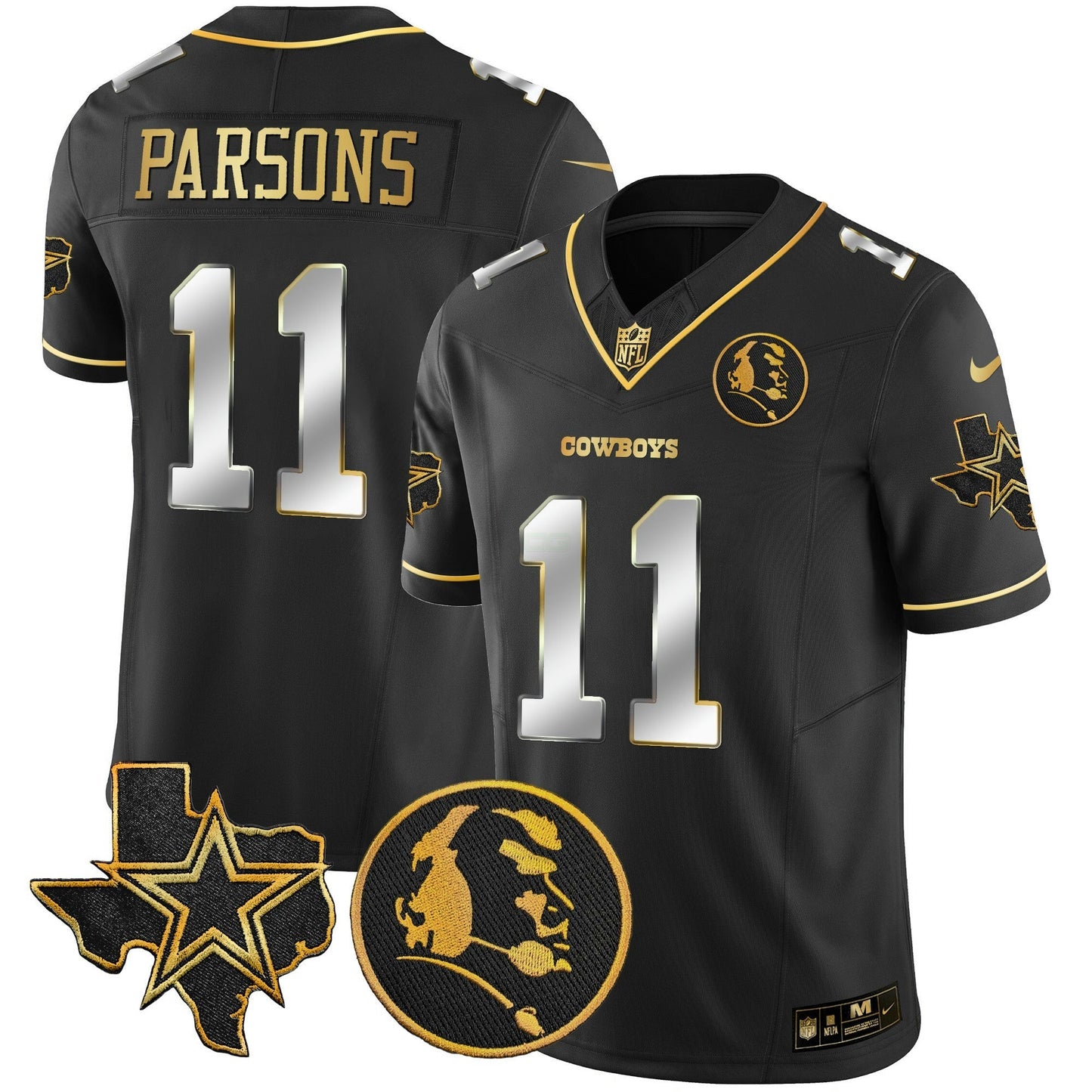 Camisa NFL Men’s Texas & John Madden Patch Dourada Vapor Limited Jersey