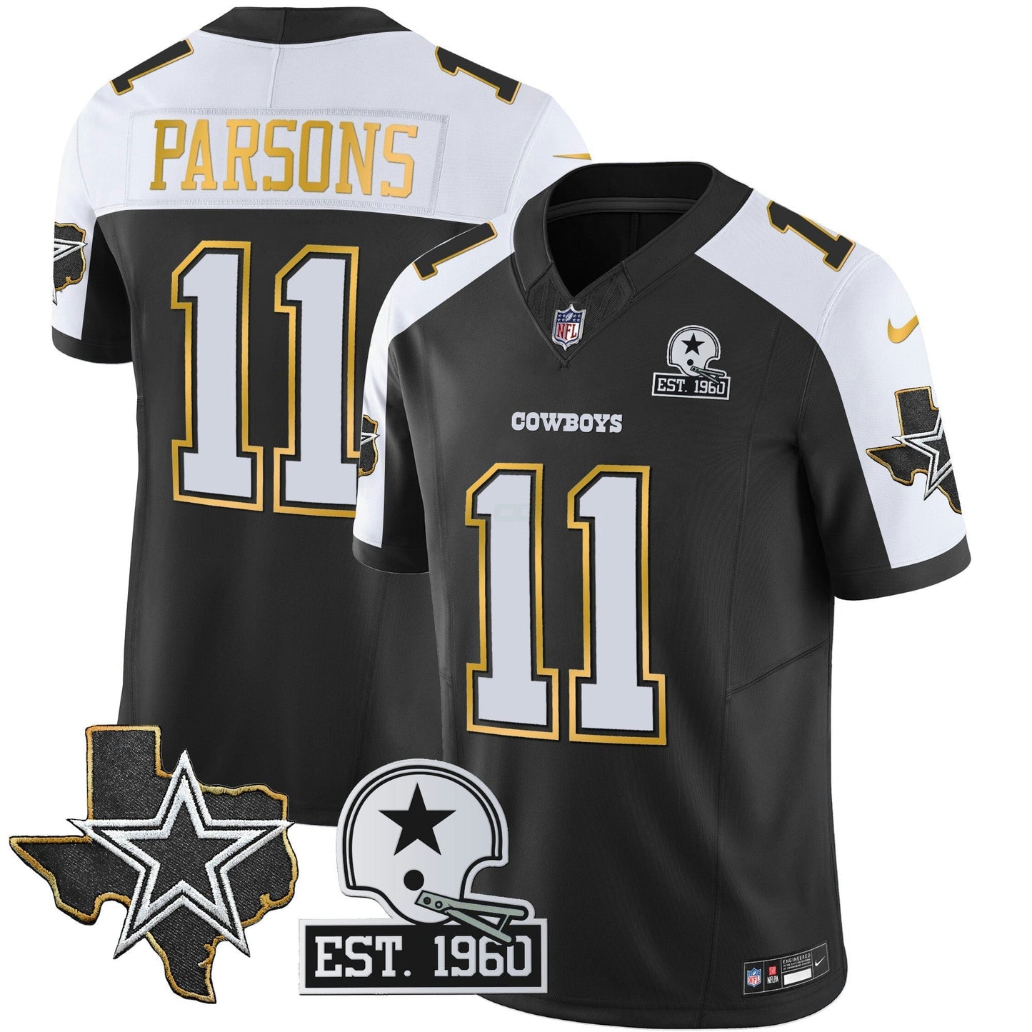 Camisa NFL Men’s Texas Patch Dourada Trim Vapor Jersey