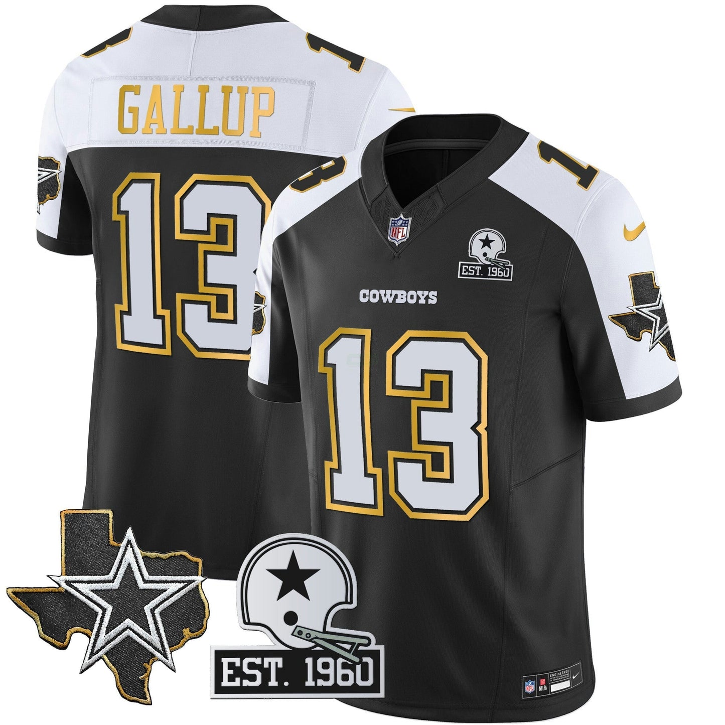 Camisa NFL Men’s Texas Patch Dourada Trim Vapor Jersey
