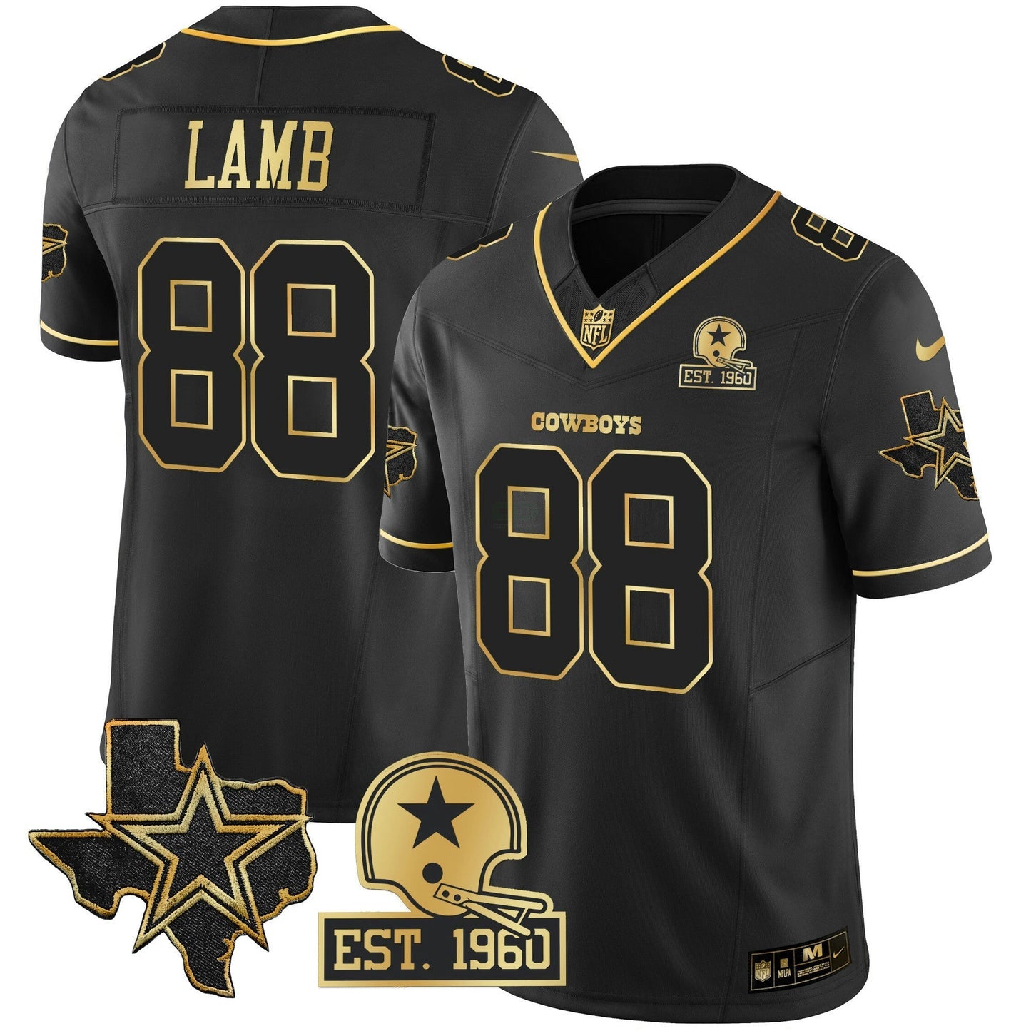Camisa NFL Men’s Texas Patch Dourada Vapor Jersey