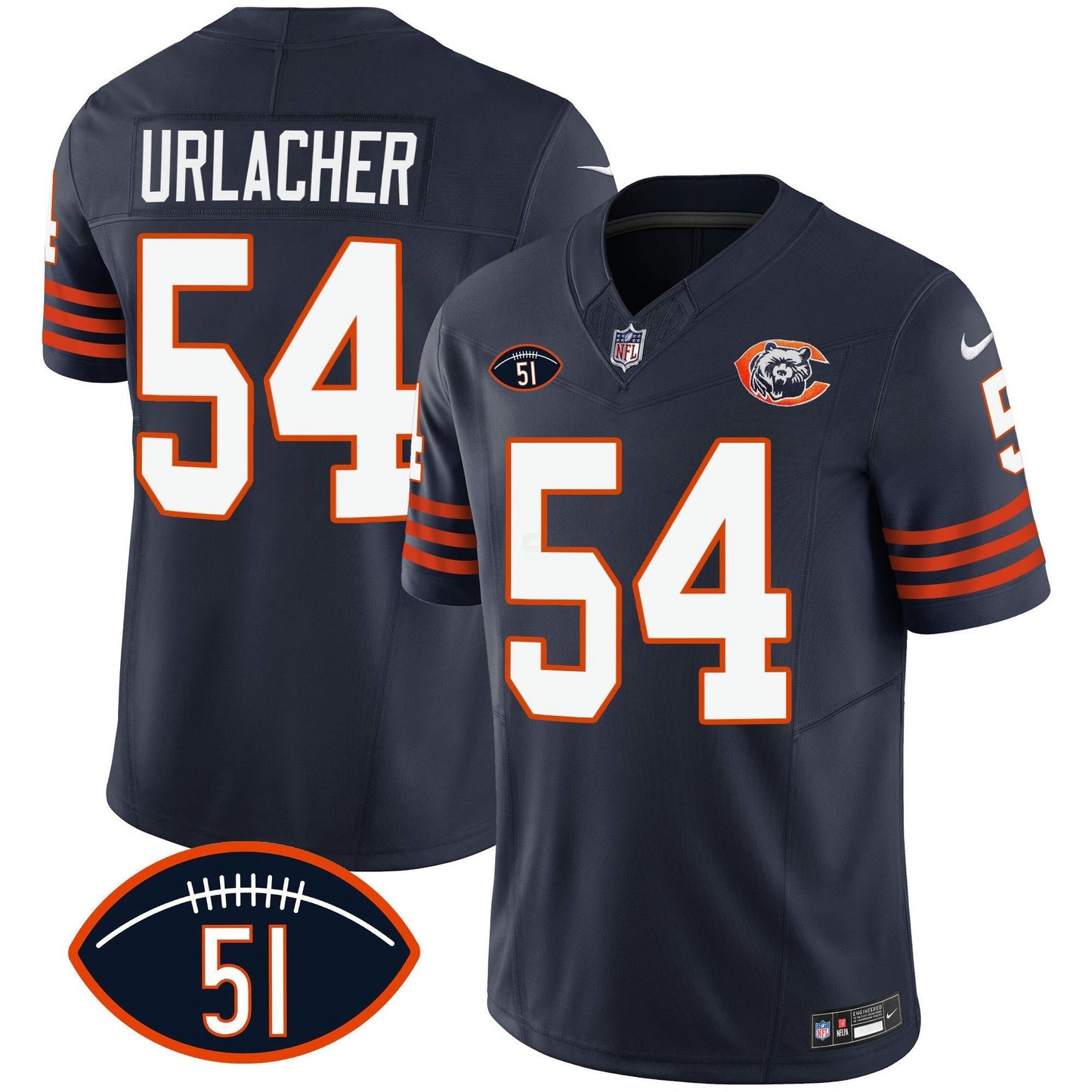 Camisa NFL Men’s Throwback Dick Butkus Patch Jersey