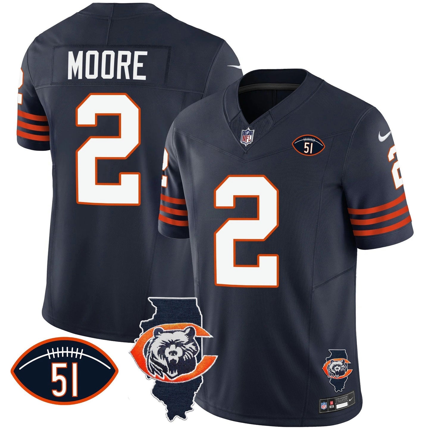 Camisa NFL Men’s Throwback Illinois Patch Vapor Jersey