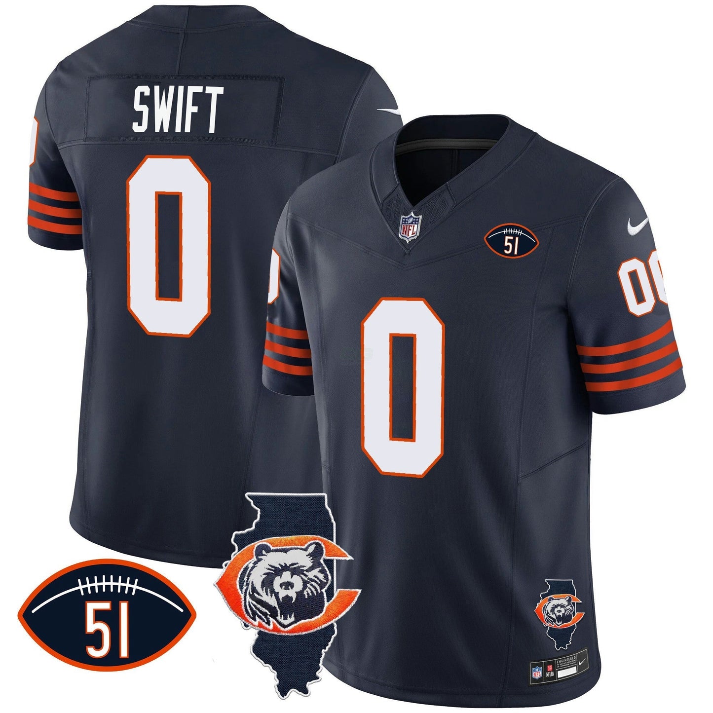Camisa NFL Men’s Throwback Illinois Patch Vapor Jersey