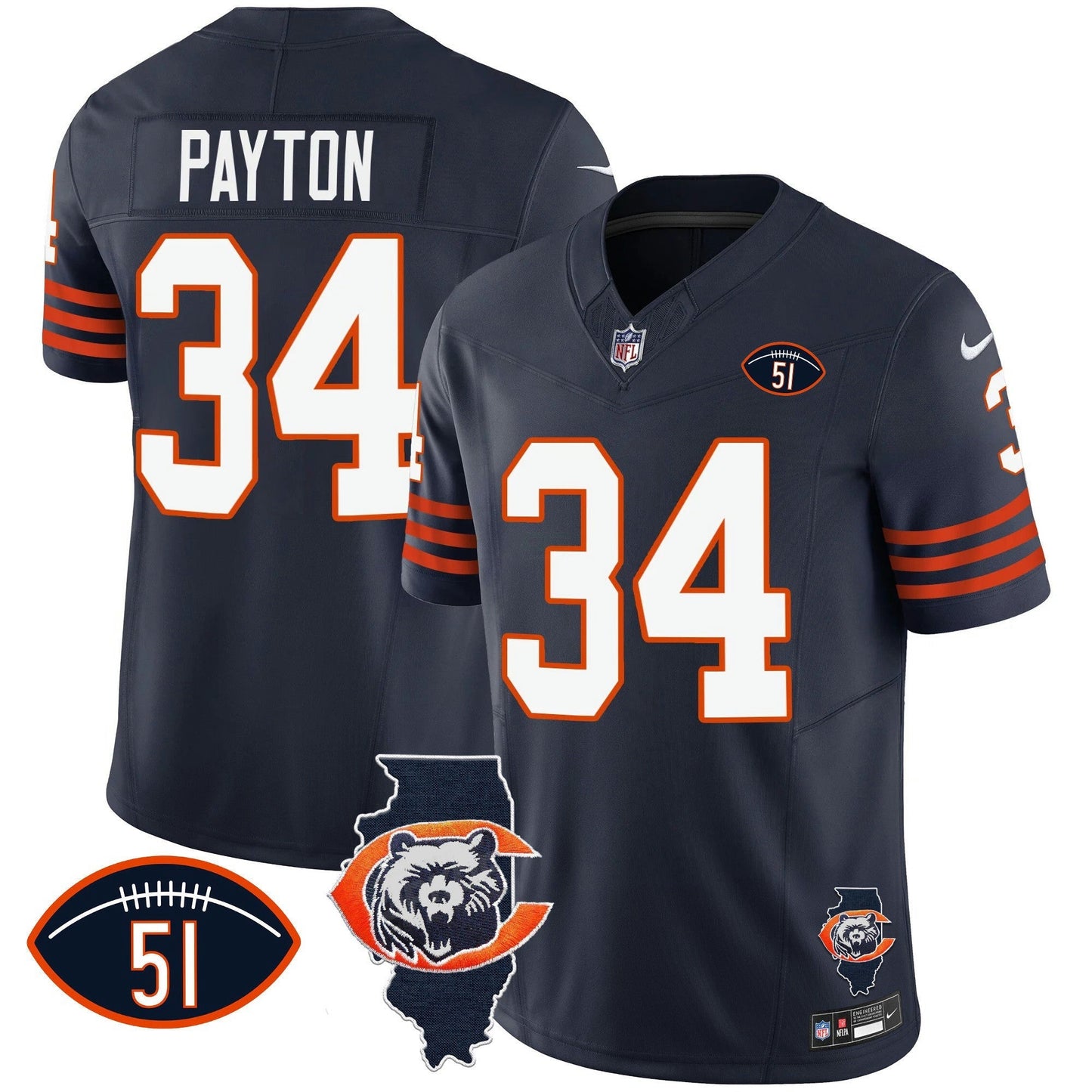 Camisa NFL Men’s Throwback Illinois Patch Vapor Jersey