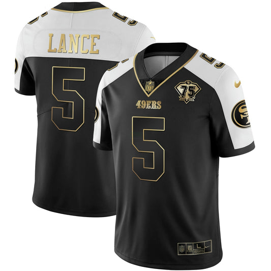 Camisa NFL Men’s Trey Lance 75th Anniversary Patch Dourada & Split