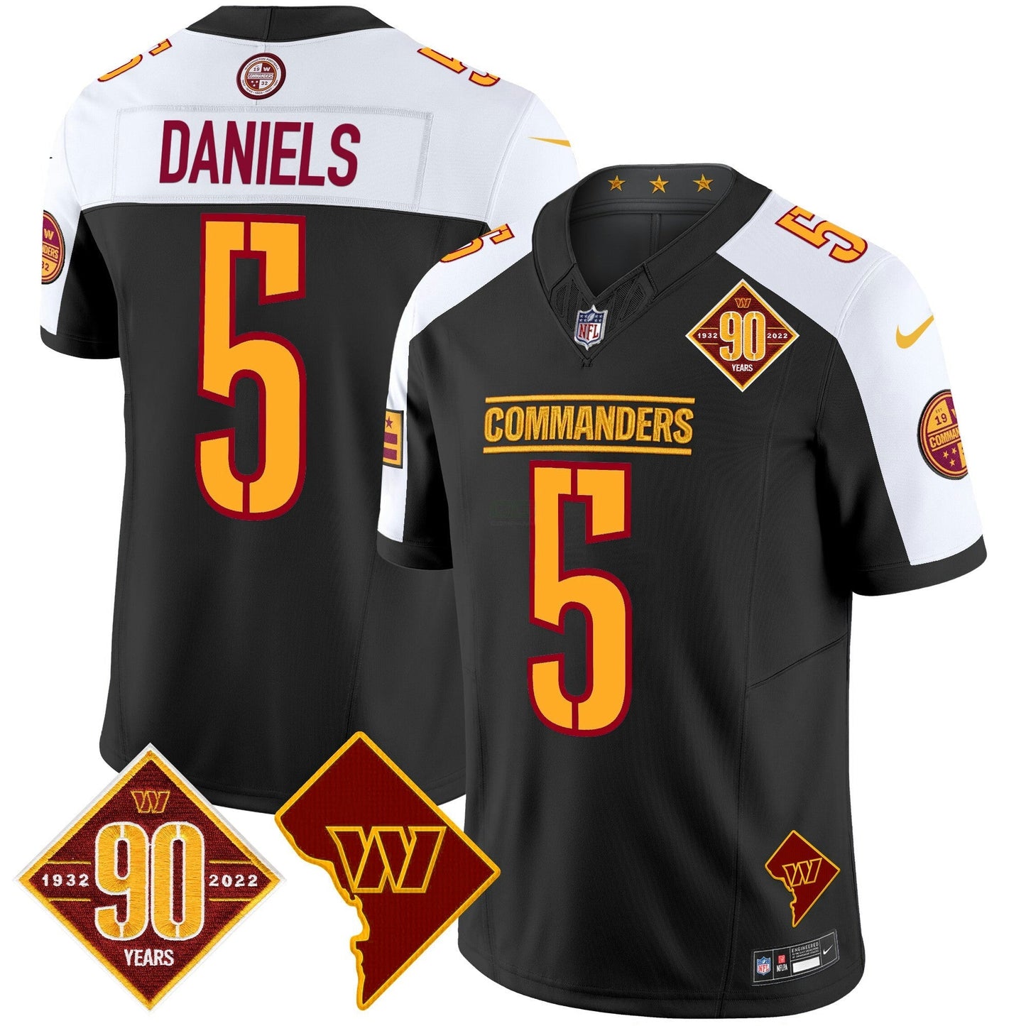 Camisa NFL Men’s Washington 90th Anniversary & Home Patch Vapor Limited Jersey