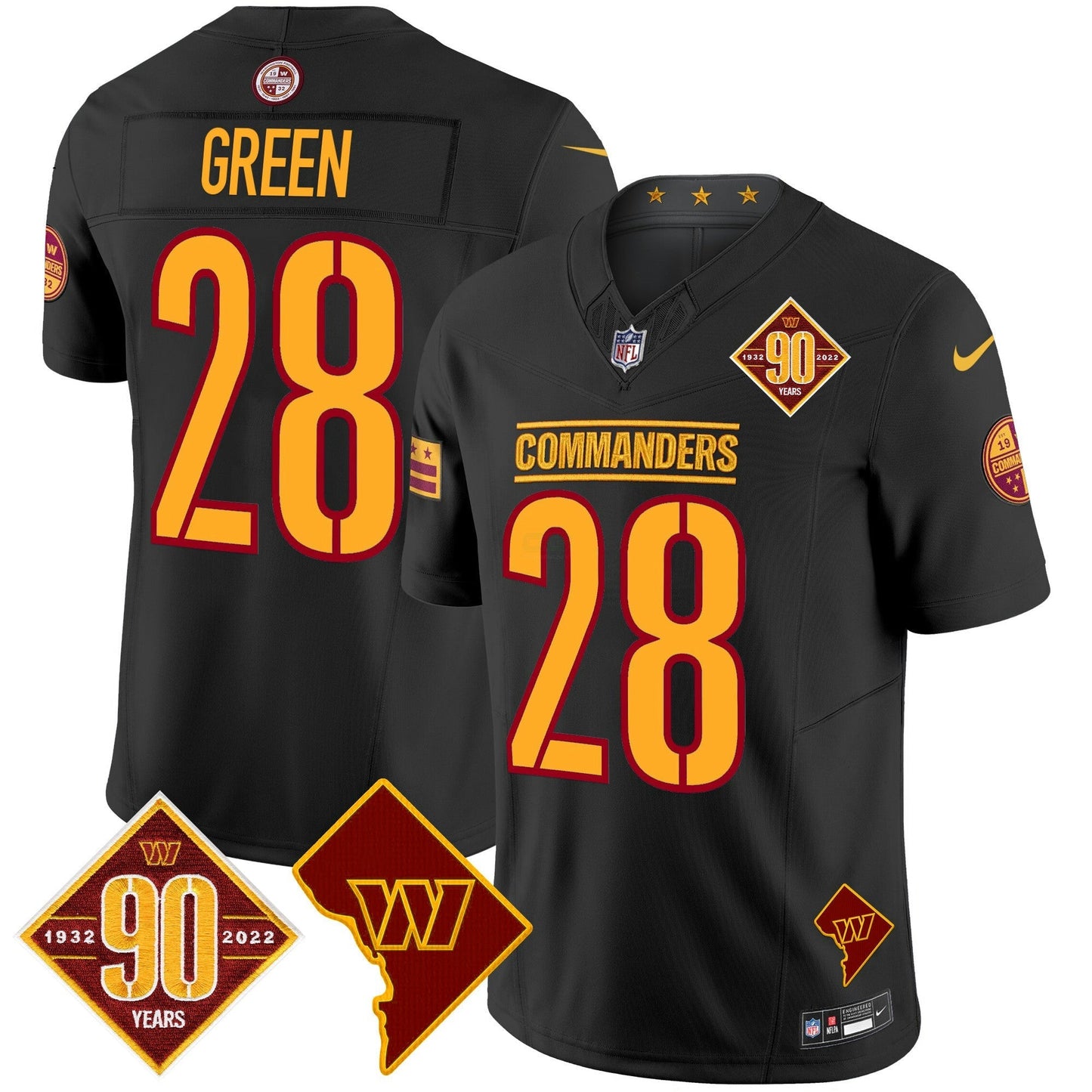 Camisa NFL Men’s Washington 90th Anniversary & Home Patch Vapor Limited Jersey