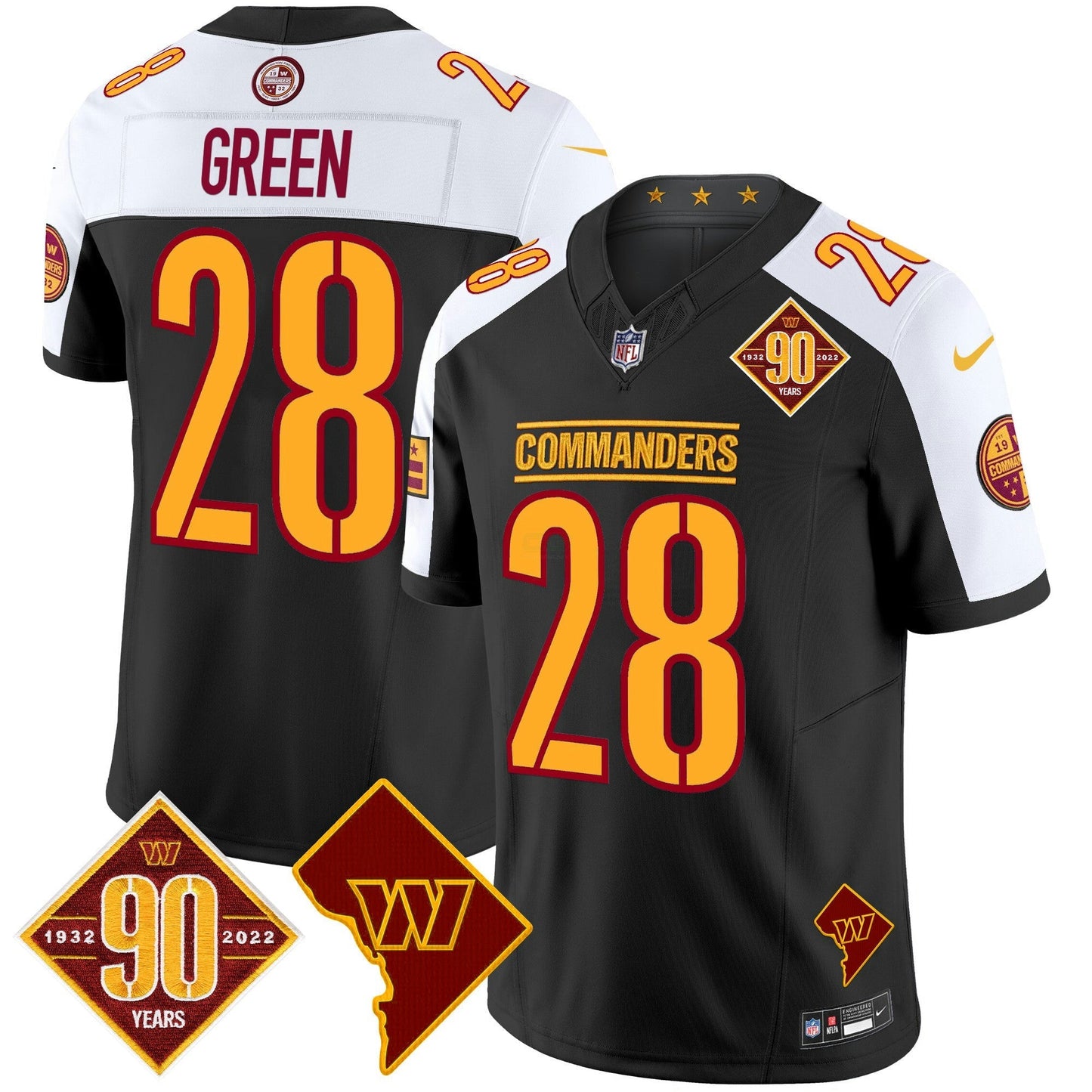 Camisa NFL Men’s Washington 90th Anniversary & Home Patch Vapor Limited Jersey