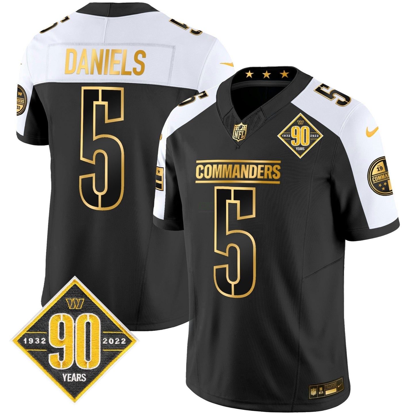 Camisa NFL Men’s Washington 90th Anniversary Patch Dourada Vapor Limited Jersey