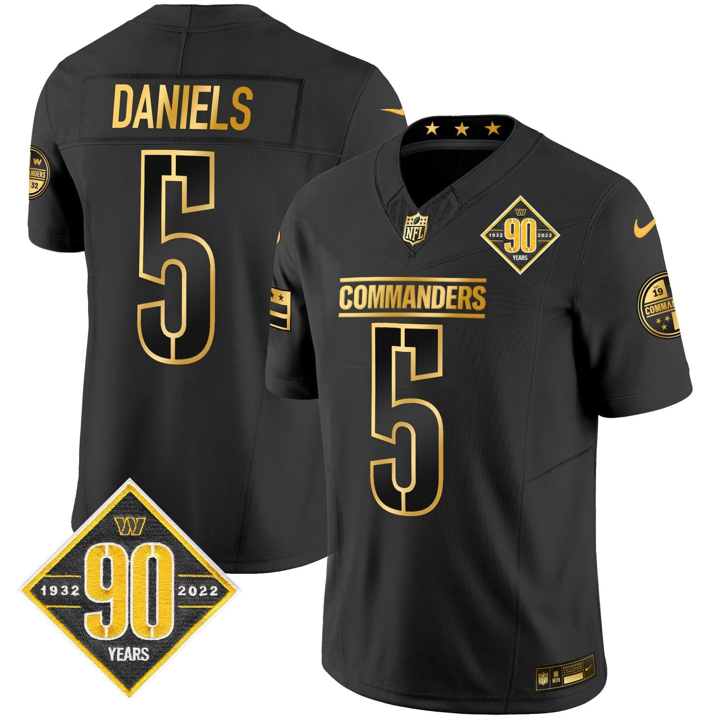Camisa NFL Men’s Washington 90th Anniversary Patch Dourada Vapor Limited Jersey