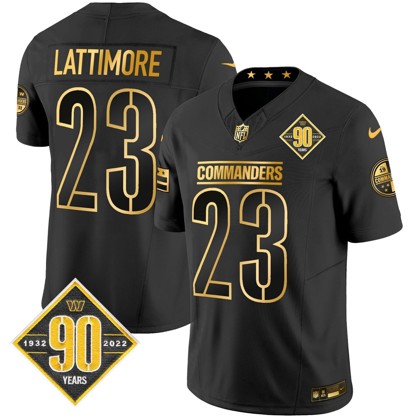 Camisa NFL Men’s Washington 90th Anniversary Patch Dourada Vapor Limited Jersey
