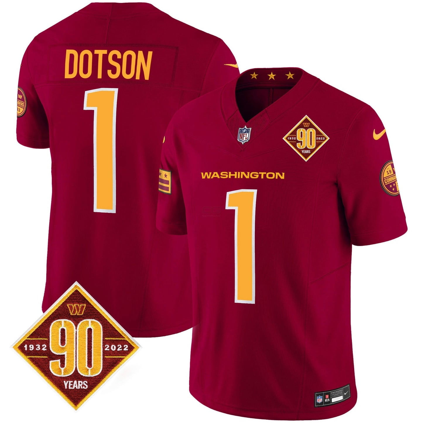 Camisa NFL Men’s Washington 90th Anniversary Patch Vapor Jersey V3