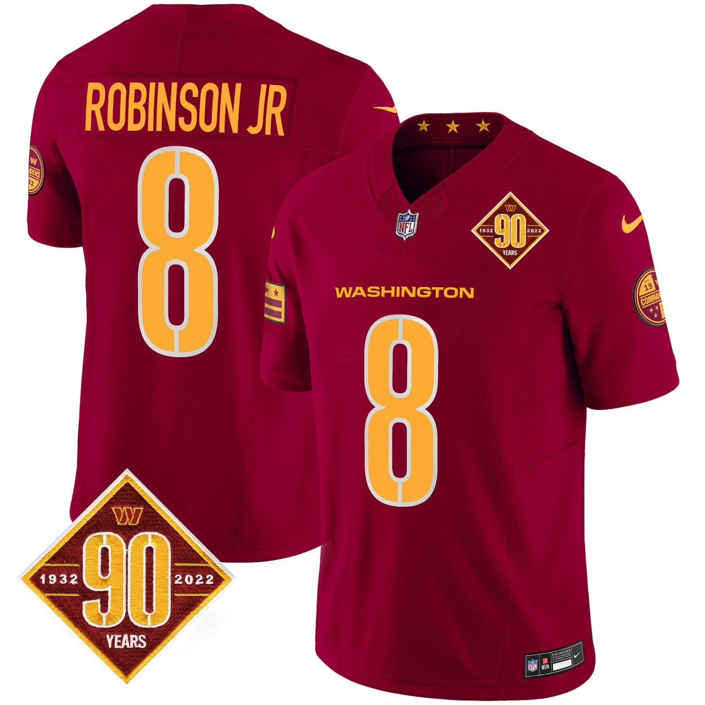 Camisa NFL Men’s Washington 90th Anniversary Patch Vapor Jersey V3