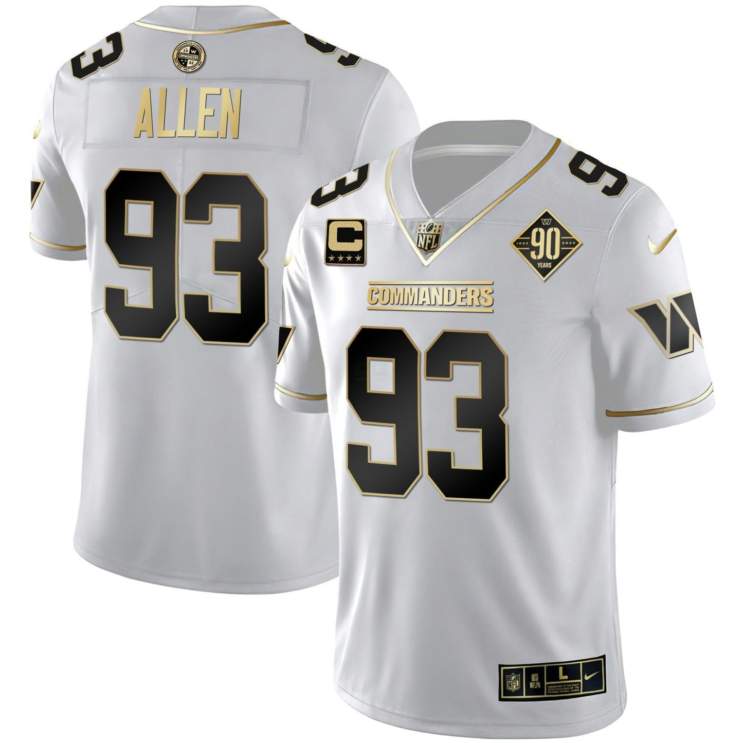 Camisa NFL Men’s Washington Branca Dourada & Preta Dourada Vapor Limited Jersey