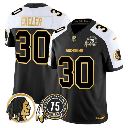 Camisa NFL Washington Commanders Men’s Washington Redskins 75th Patch Throwback Dourada Vapor Limited Jersey