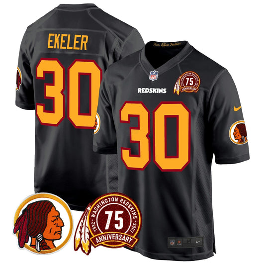 Camisa NFL Washington Commanders Men’s Washington Redskins 75th Patch Throwback Game Jersey