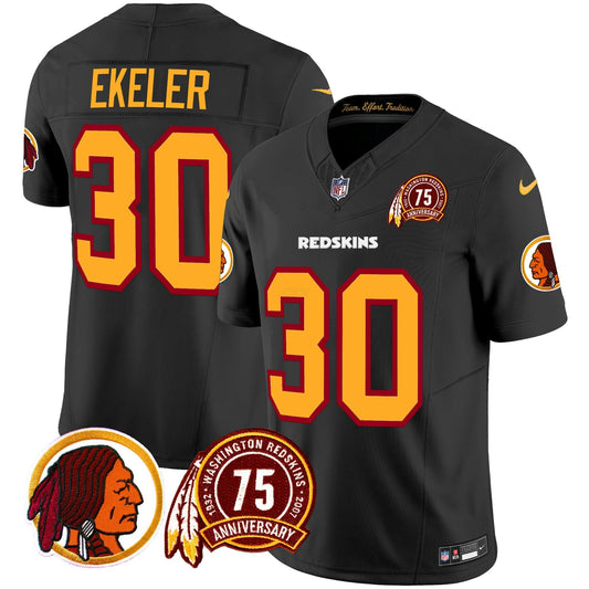 Camisa NFL Washington Commanders Men’s Washington Redskins 75th Patch Throwback Vapor Limited Jersey