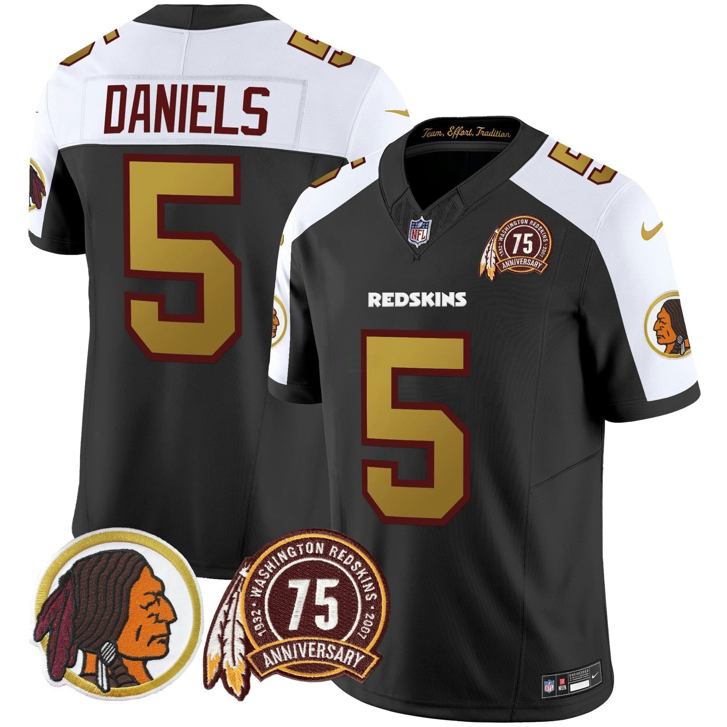 Camisa NFL Washington Commanders Men’s Washington Redskins 75th Patch Throwback Vapor Limited Jersey V2