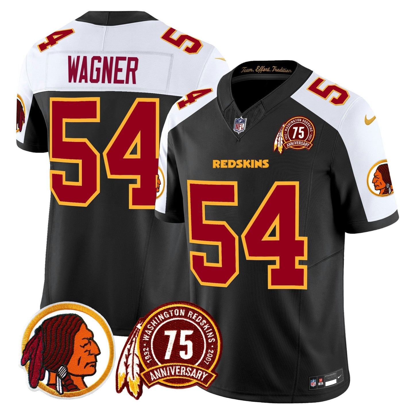 Camisa NFL Washington Commanders Men’s Washington Redskins 75th Patch Vapor Limited Jersey