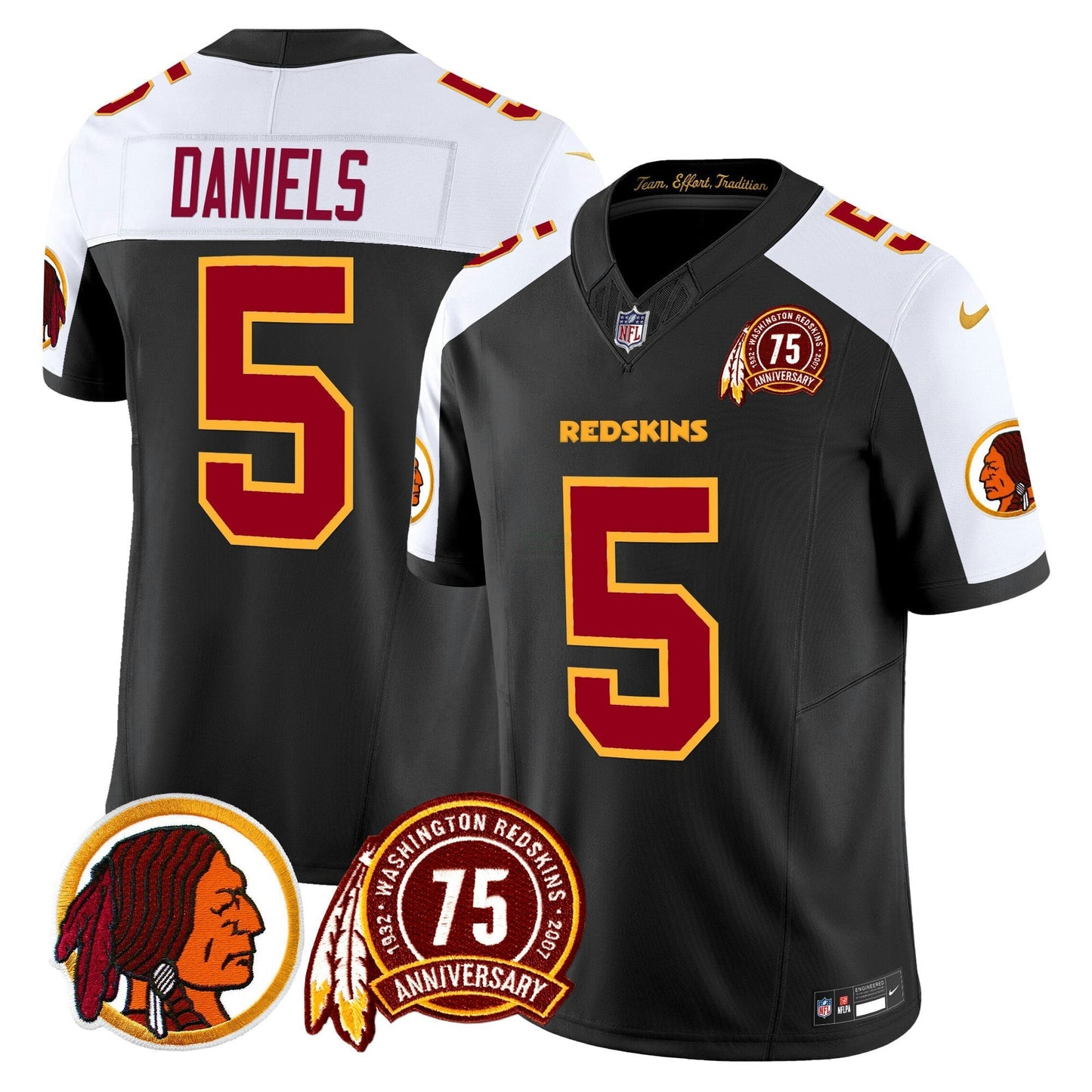 Camisa NFL Washington Commanders Men’s Washington Redskins 75th Patch Vapor Limited Jersey