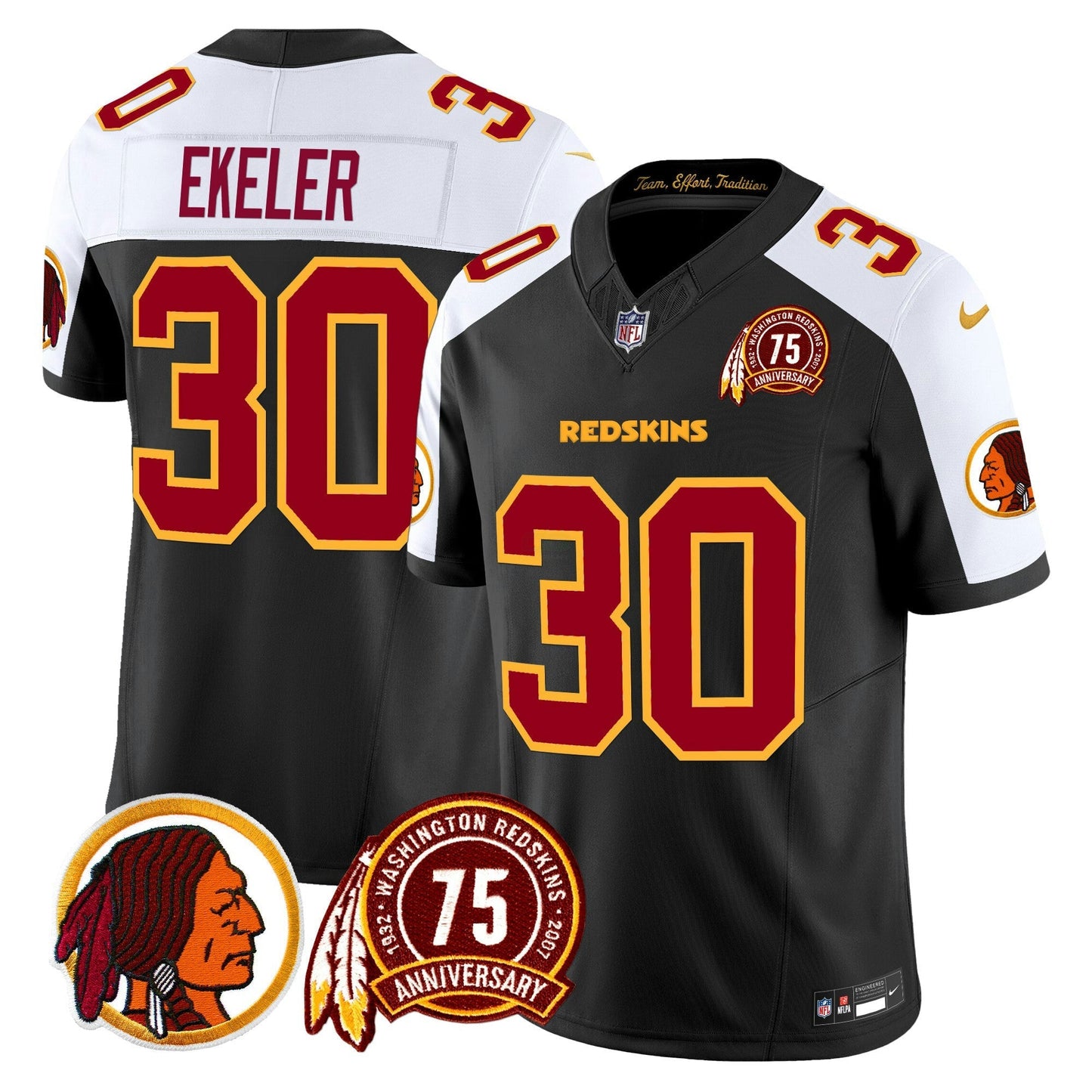 Camisa NFL Washington Commanders Men’s Washington Redskins 75th Patch Vapor Limited Jersey