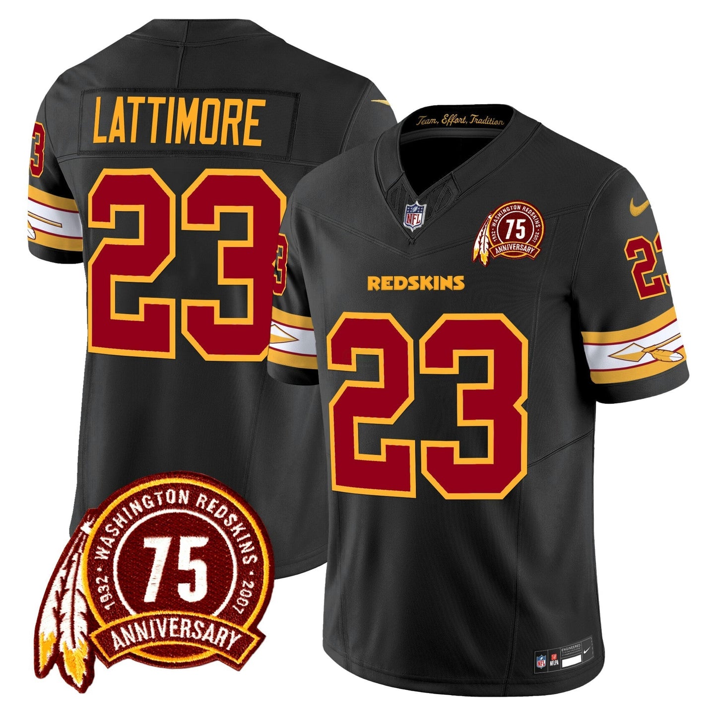 Camisa NFL Washington Commanders Men’s Washington Redskins 75th Patch Vapor Limited Jersey