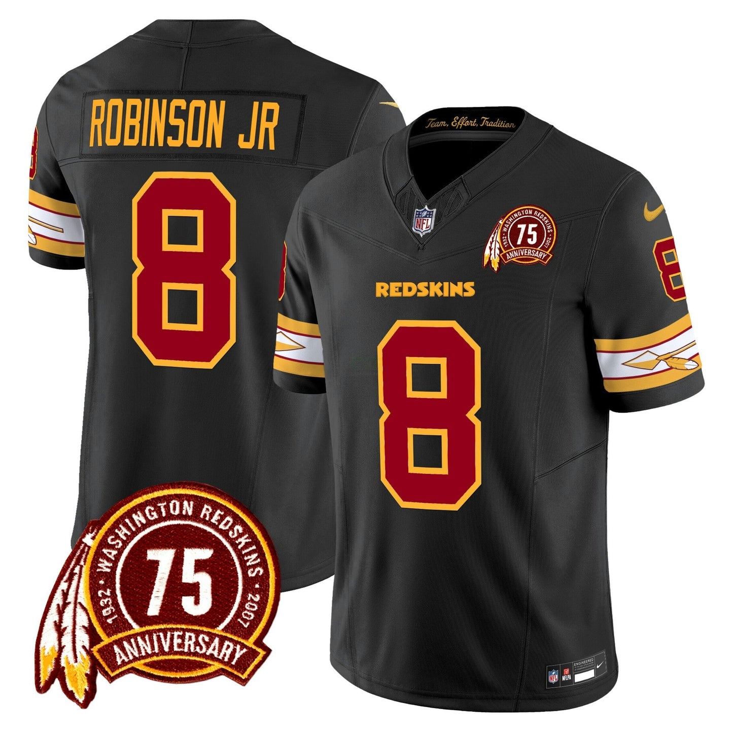 Camisa NFL Washington Commanders Men’s Washington Redskins 75th Patch Vapor Limited Jersey