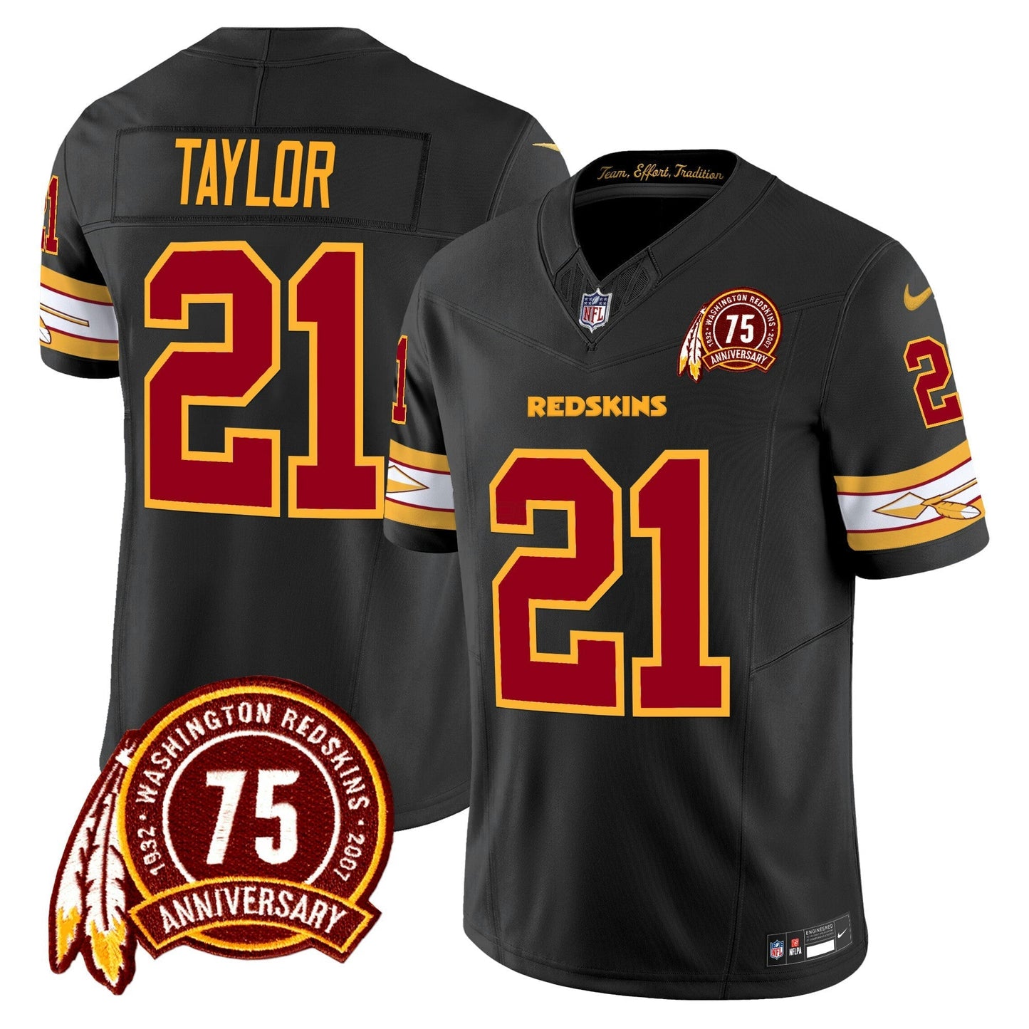 Camisa NFL Washington Commanders Men’s Washington Redskins 75th Patch Vapor Limited Jersey