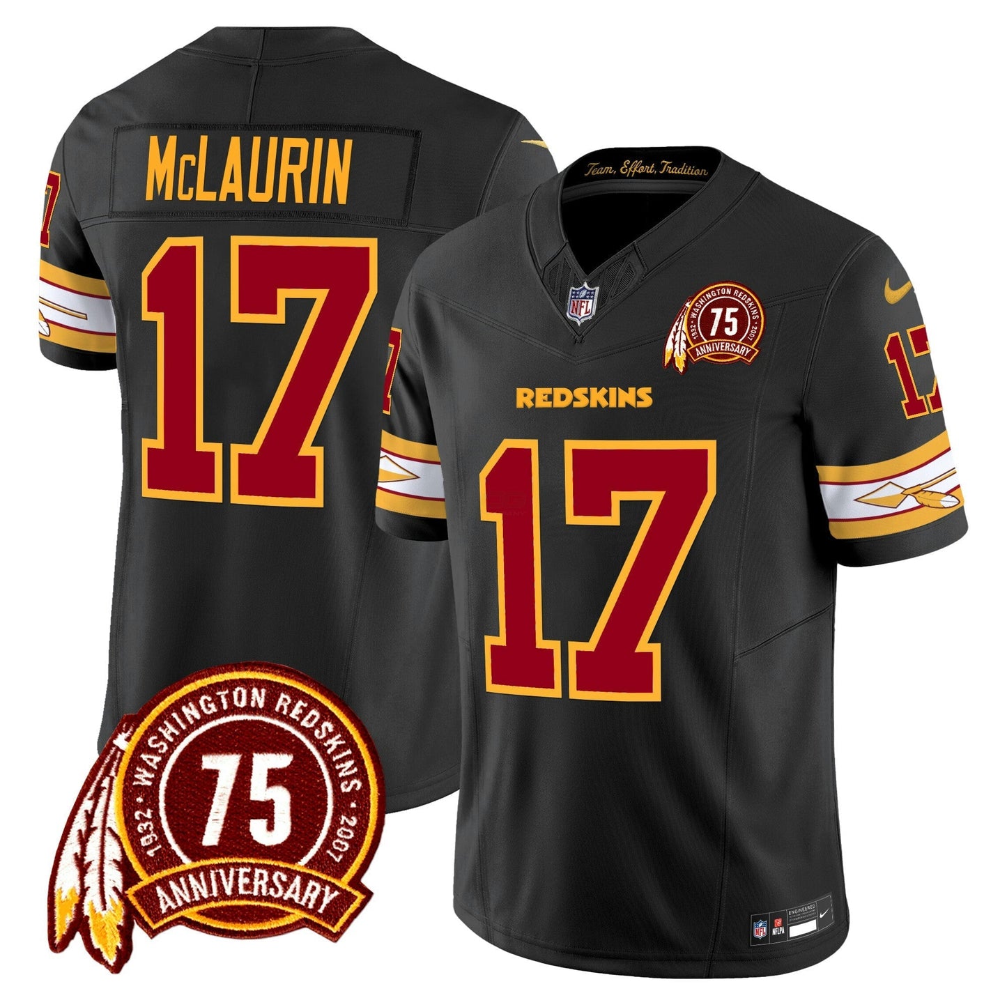Camisa NFL Washington Commanders Men’s Washington Redskins 75th Patch Vapor Limited Jersey