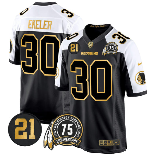 Camisa NFL Washington Commanders Men’s Washington Redskins 75th & Sean Taylor Patch Dourada Game Jersey