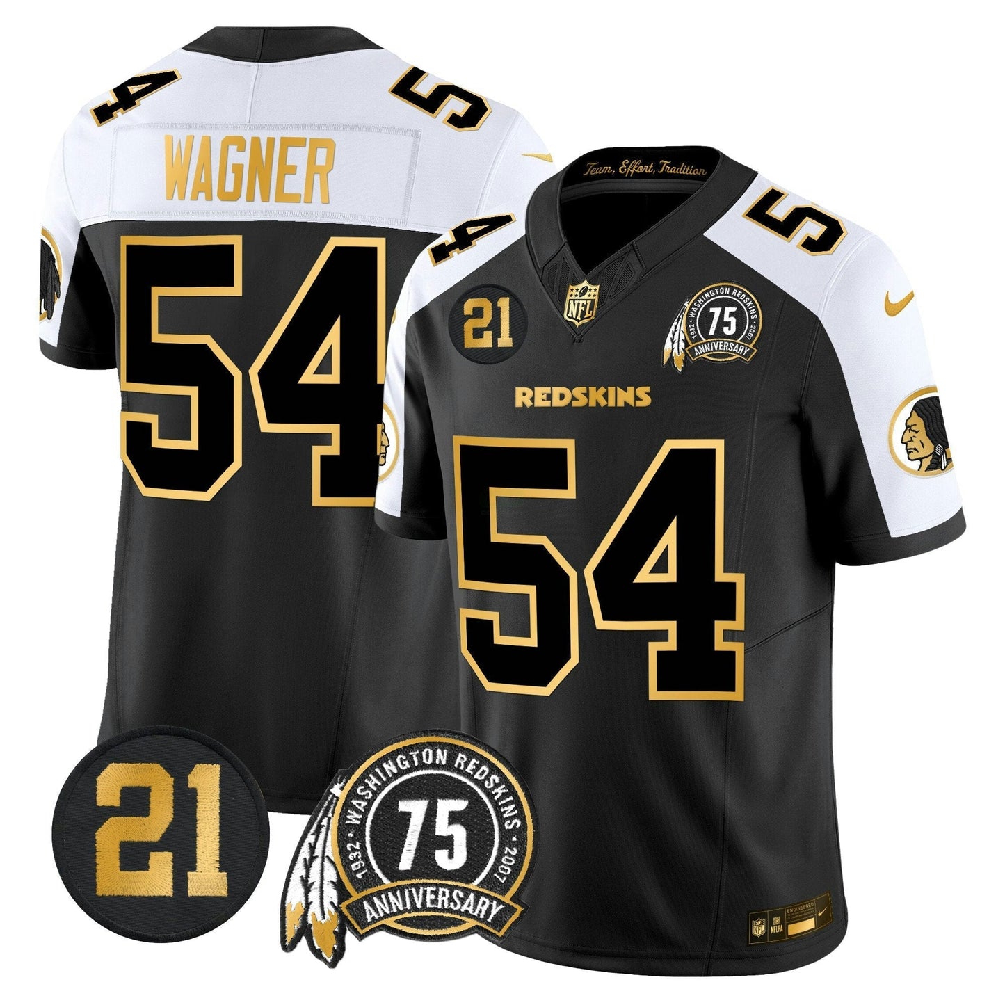 Camisa NFL Washington Commanders Men’s Washington Redskins 75th & Sean Taylor Patch Dourada Vapor Limited Jersey