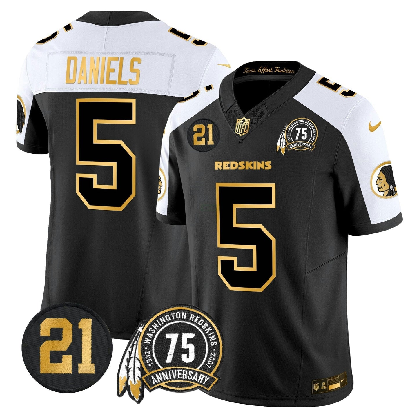 Camisa NFL Washington Commanders Men’s Washington Redskins 75th & Sean Taylor Patch Dourada Vapor Limited Jersey