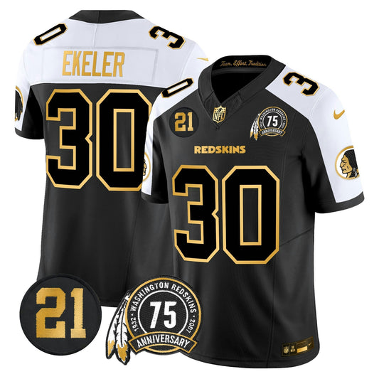 Camisa NFL Washington Commanders Men’s Washington Redskins 75th & Sean Taylor Patch Dourada Vapor Limited Jersey