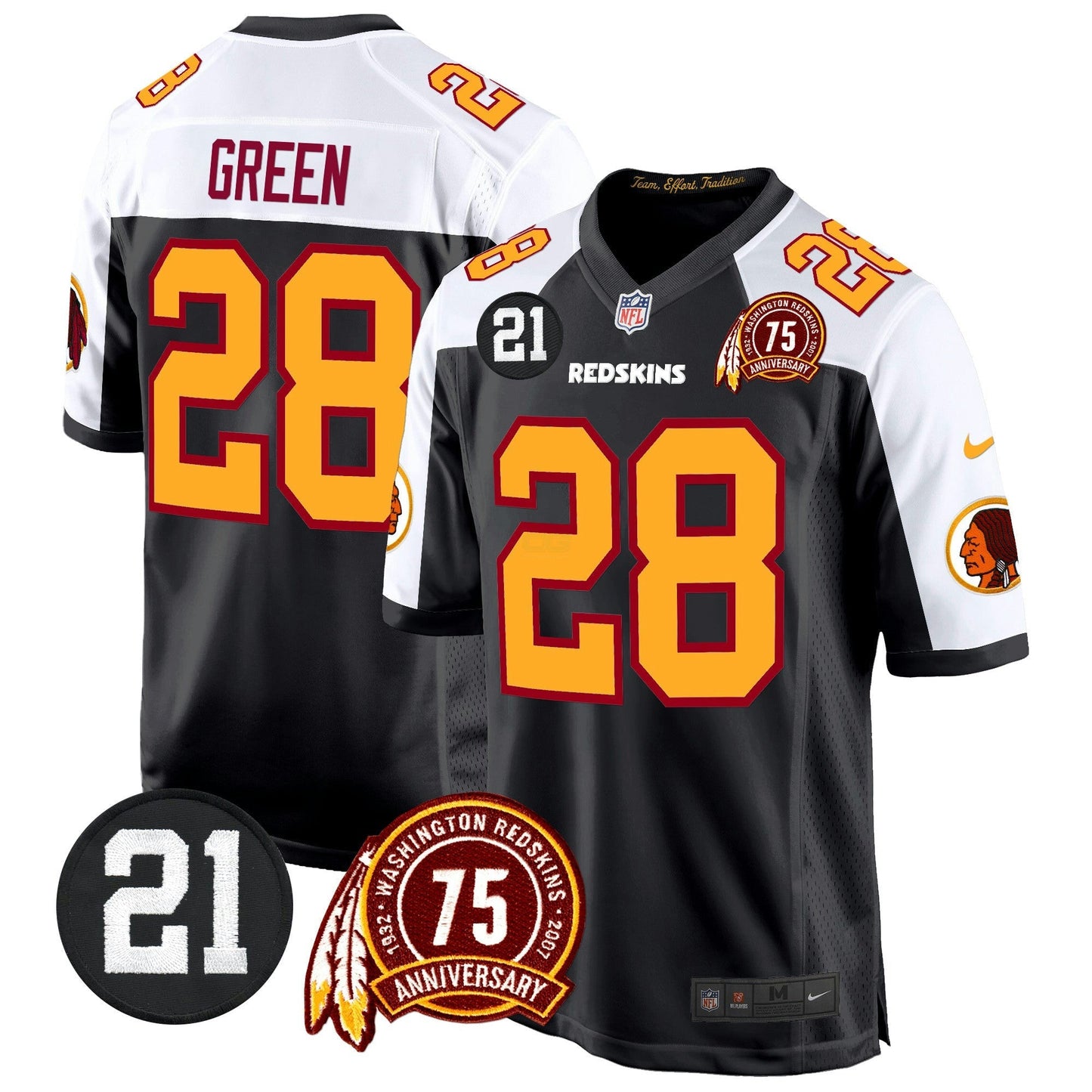 Camisa NFL Washington Commanders Men’s Washington Redskins 75th & Sean Taylor Patch Game Jersey
