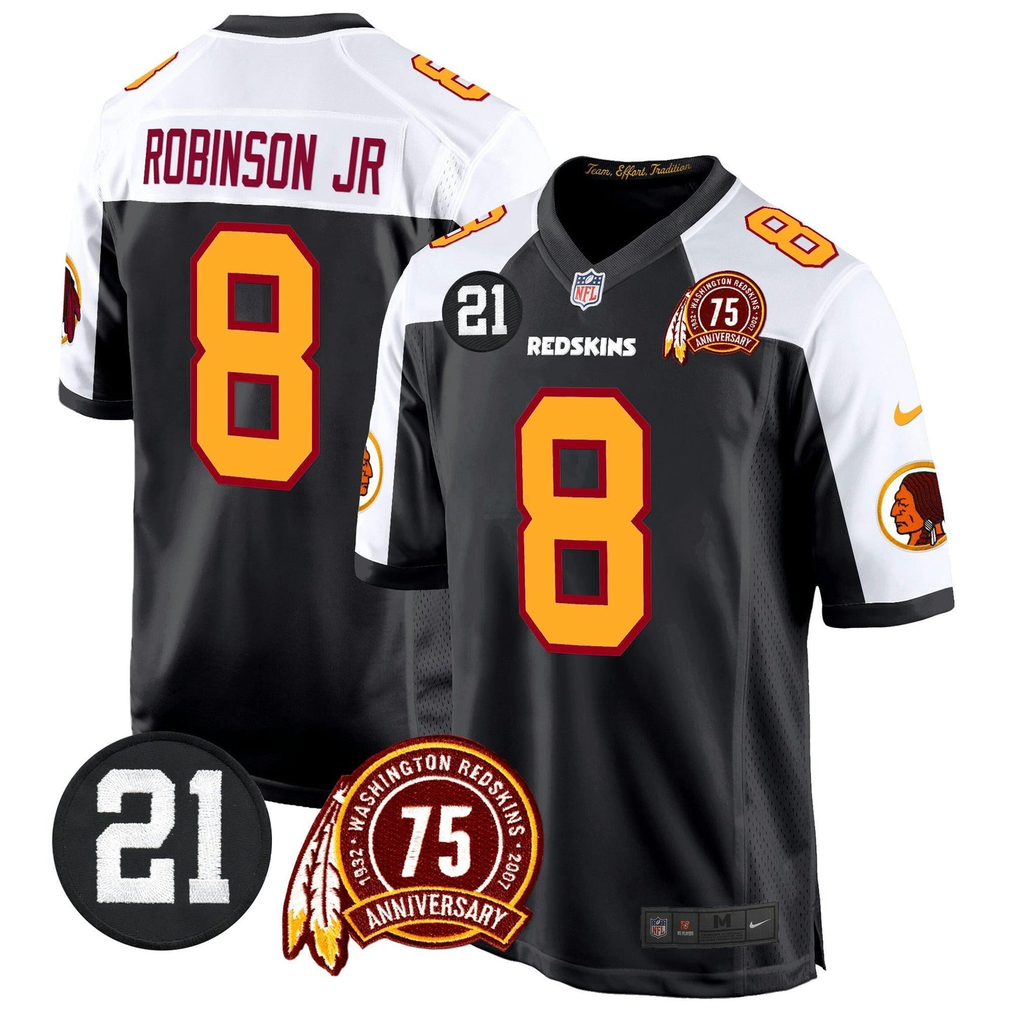 Camisa NFL Washington Commanders Men’s Washington Redskins 75th & Sean Taylor Patch Game Jersey