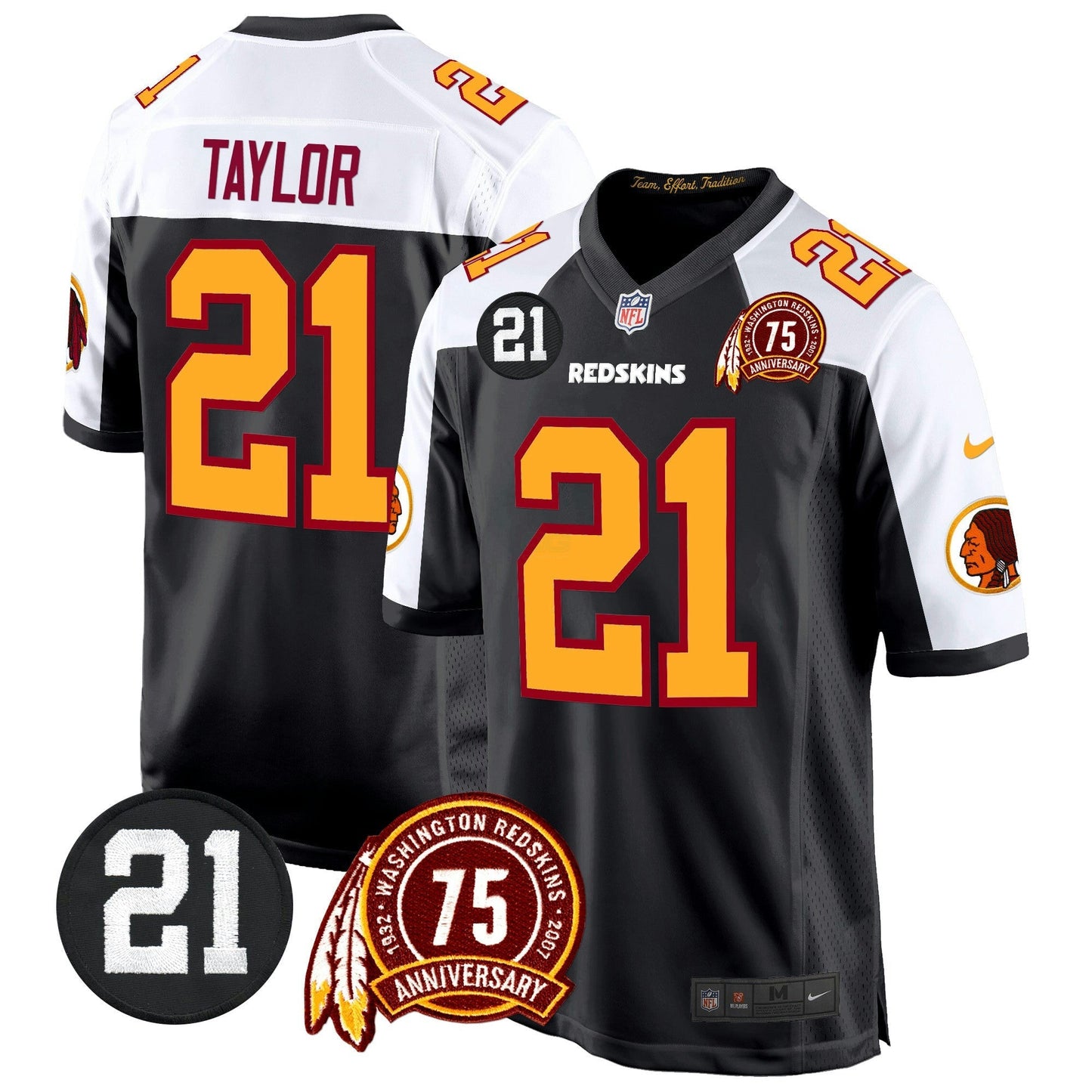 Camisa NFL Washington Commanders Men’s Washington Redskins 75th & Sean Taylor Patch Game Jersey