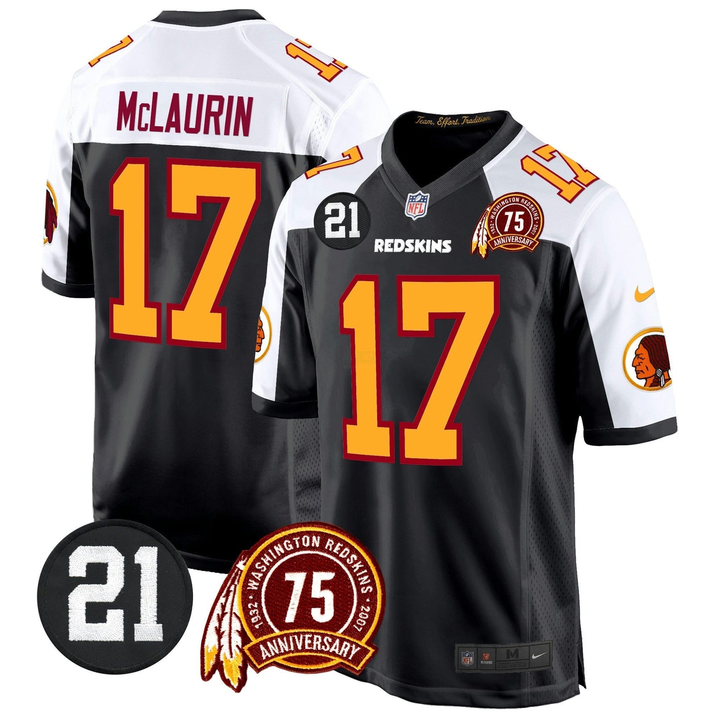 Camisa NFL Washington Commanders Men’s Washington Redskins 75th & Sean Taylor Patch Game Jersey
