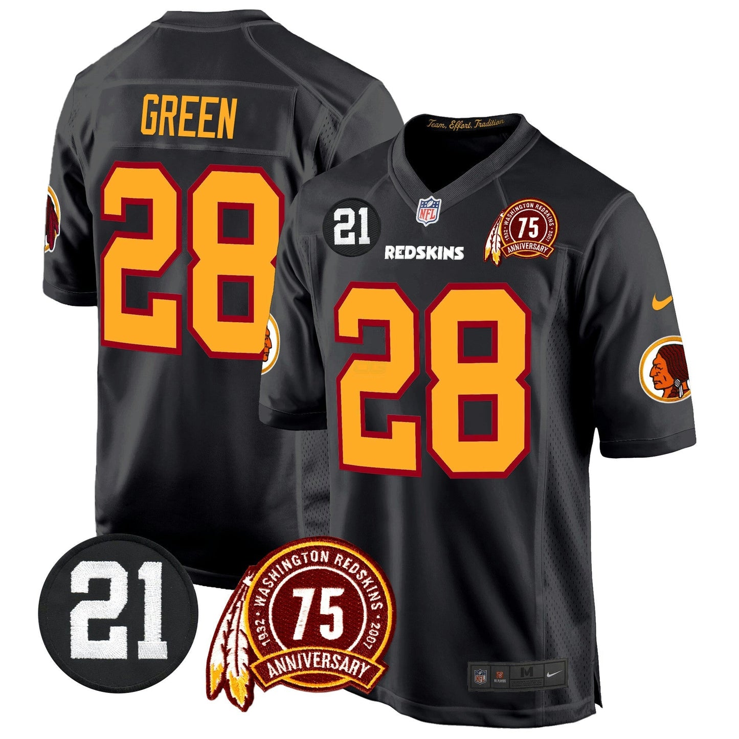 Camisa NFL Washington Commanders Men’s Washington Redskins 75th & Sean Taylor Patch Game Jersey