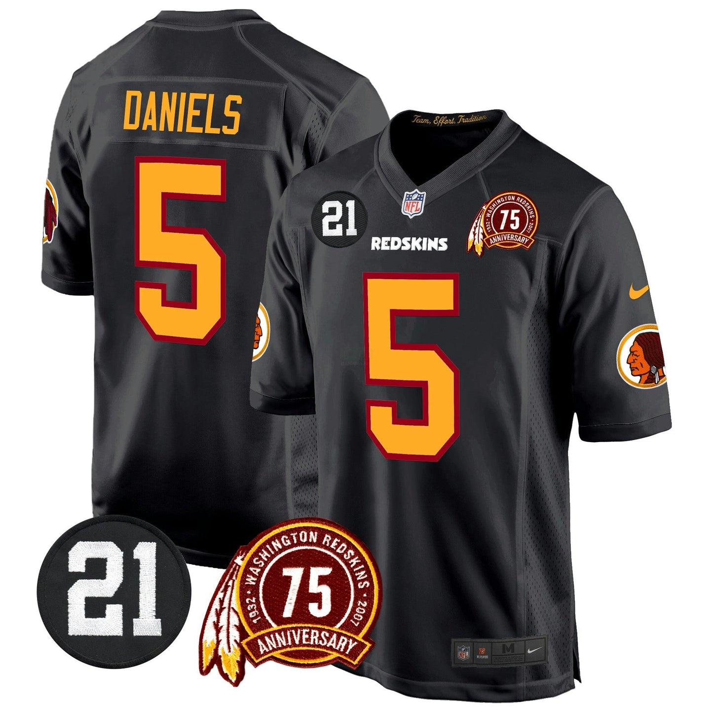 Camisa NFL Washington Commanders Men’s Washington Redskins 75th & Sean Taylor Patch Game Jersey
