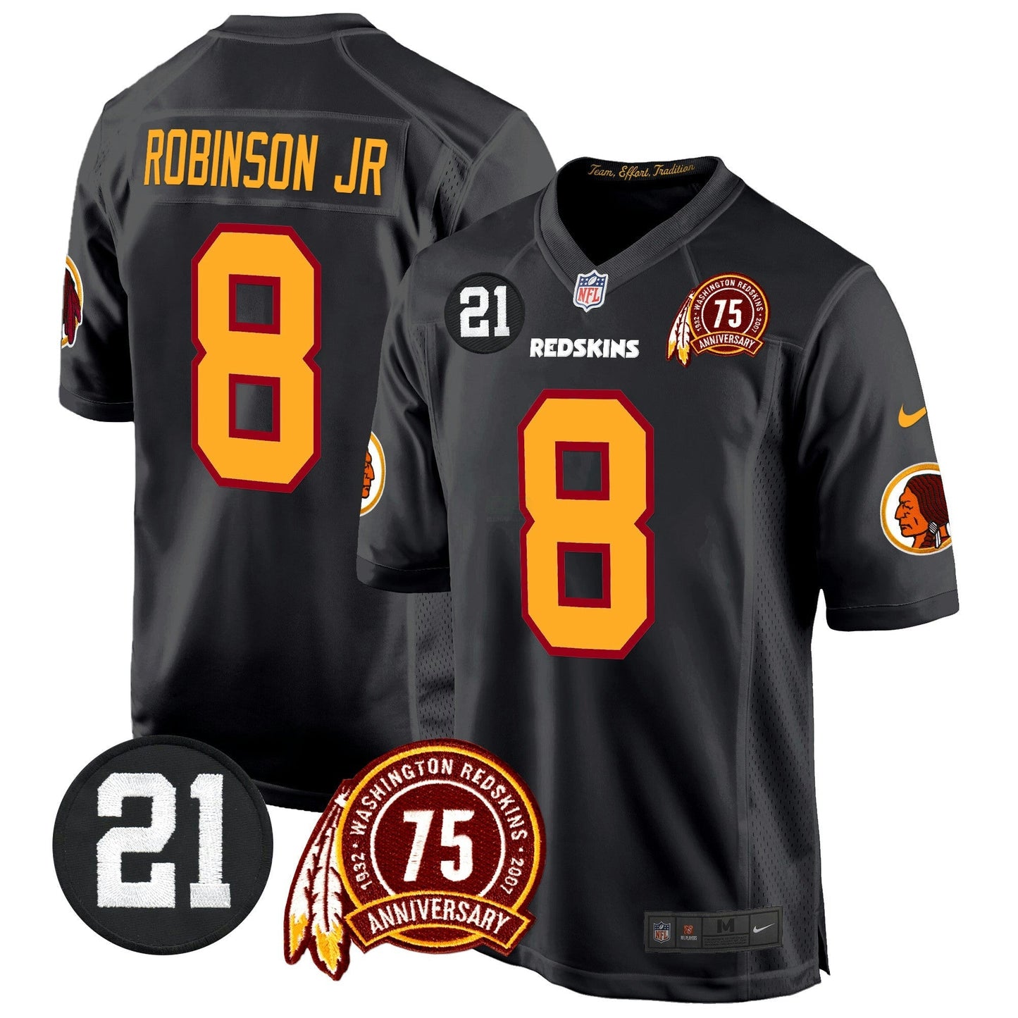 Camisa NFL Washington Commanders Men’s Washington Redskins 75th & Sean Taylor Patch Game Jersey