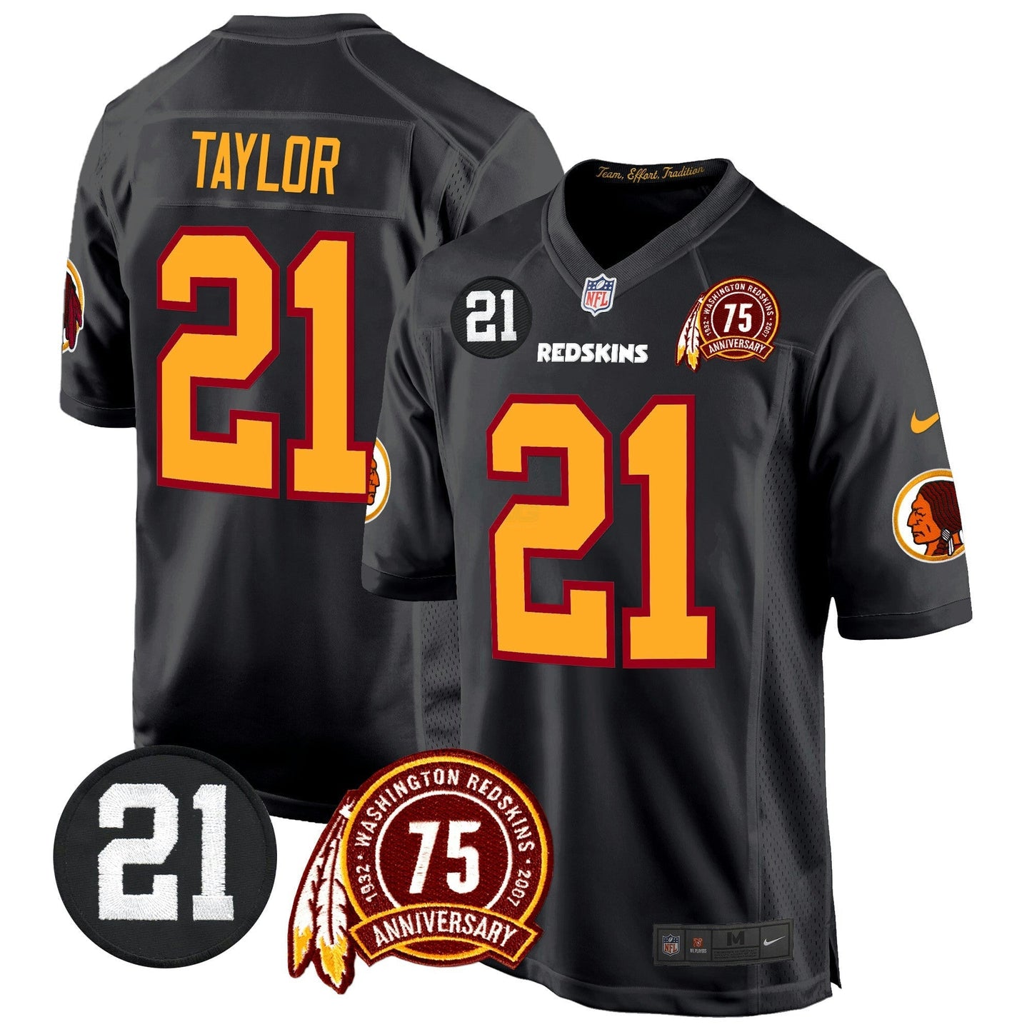 Camisa NFL Washington Commanders Men’s Washington Redskins 75th & Sean Taylor Patch Game Jersey