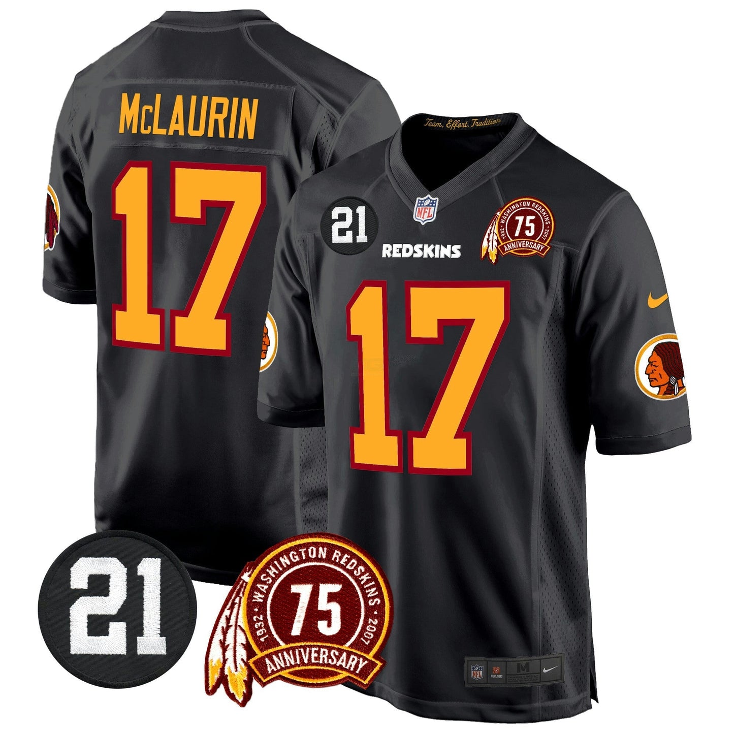 Camisa NFL Washington Commanders Men’s Washington Redskins 75th & Sean Taylor Patch Game Jersey