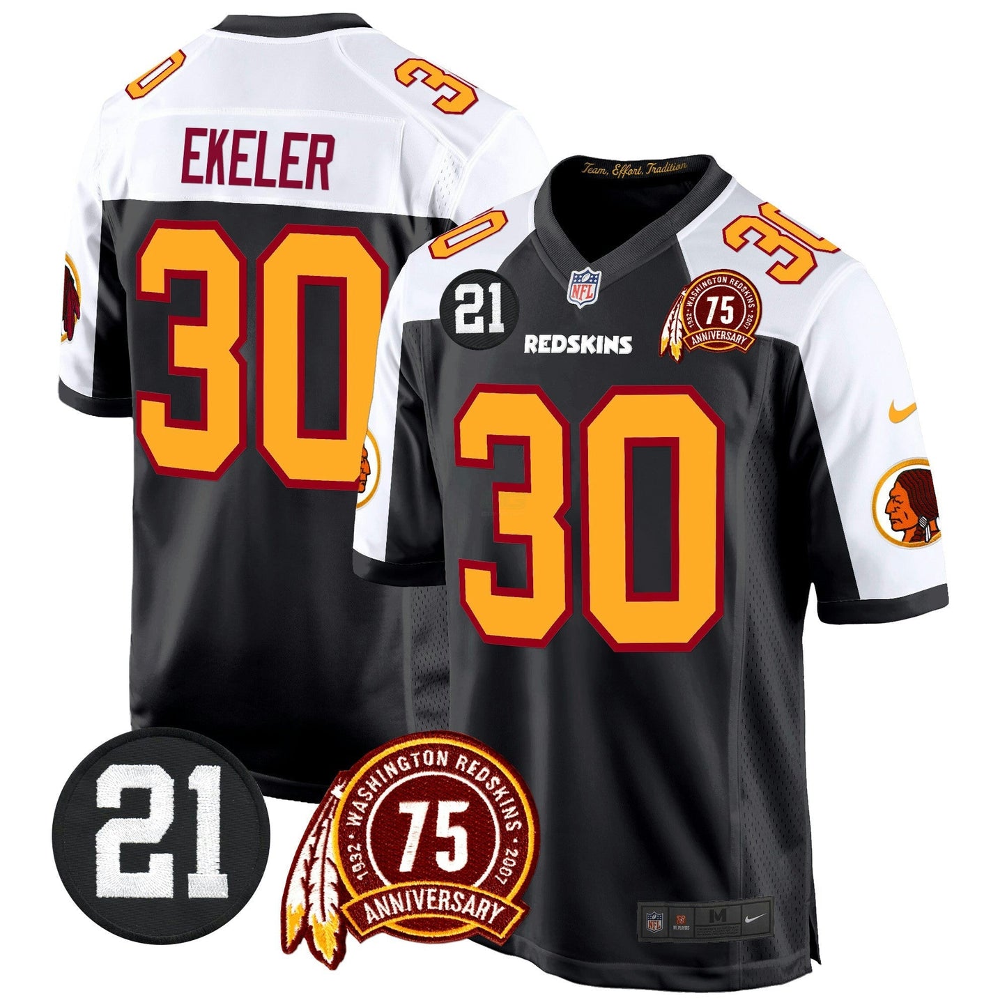 Camisa NFL Washington Commanders Men’s Washington Redskins 75th & Sean Taylor Patch Game Jersey