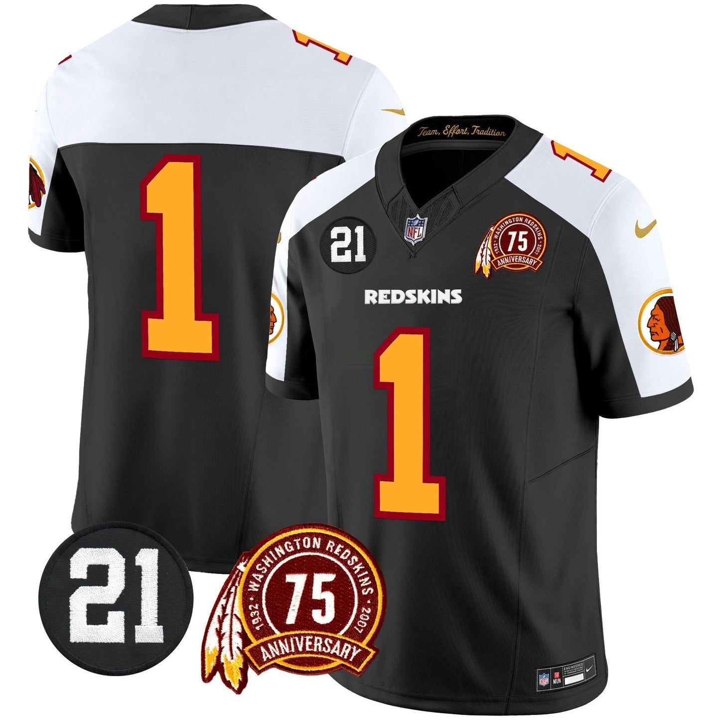 Camisa NFL Washington Commanders Men’s Washington Redskins 75th & Sean Taylor Patch Vapor Limited Jersey
