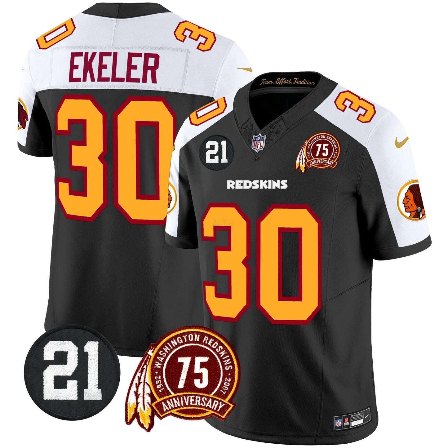 Camisa NFL Washington Commanders Men’s Washington Redskins 75th & Sean Taylor Patch Vapor Limited Jersey