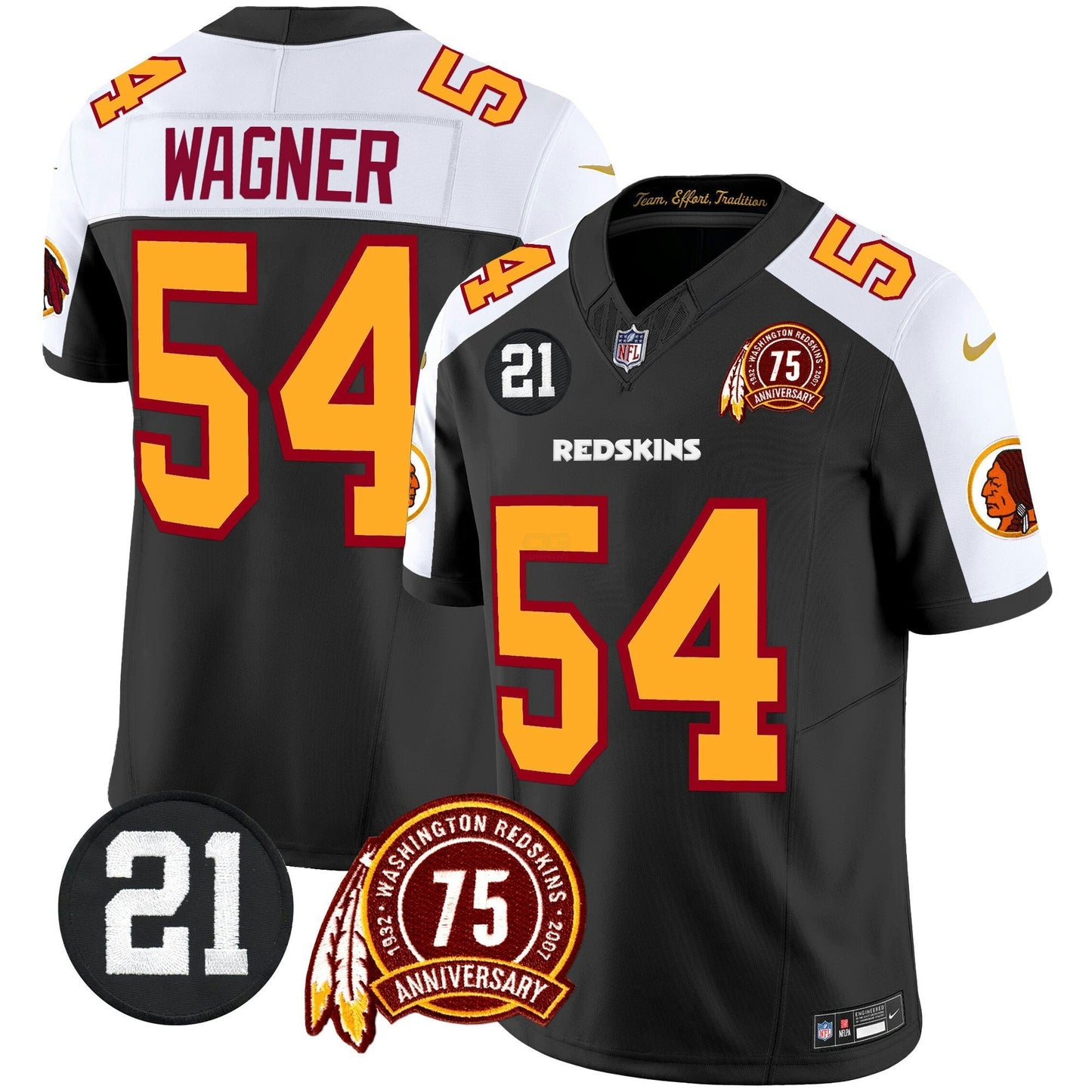Camisa NFL Washington Commanders Men’s Washington Redskins 75th & Sean Taylor Patch Vapor Limited Jersey