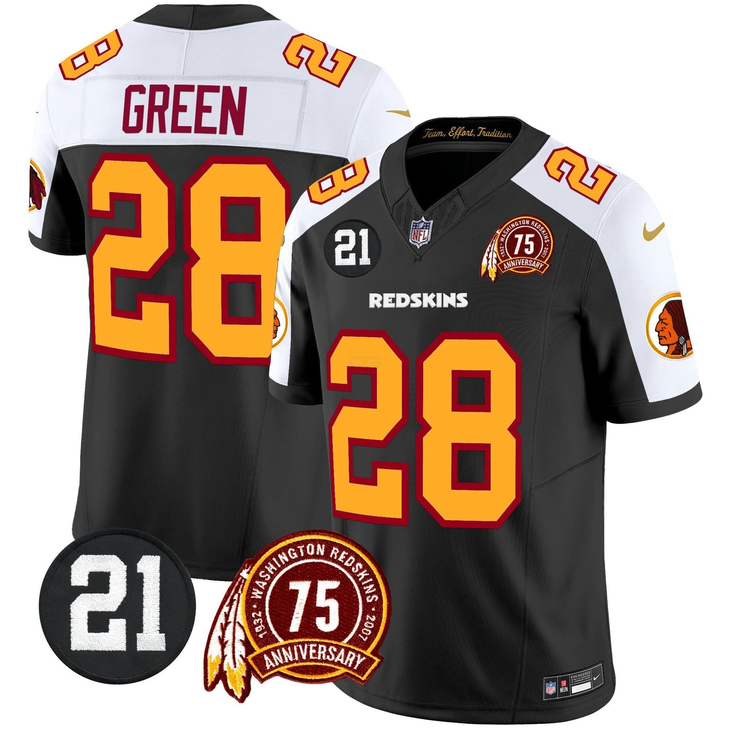Camisa NFL Washington Commanders Men’s Washington Redskins 75th & Sean Taylor Patch Vapor Limited Jersey