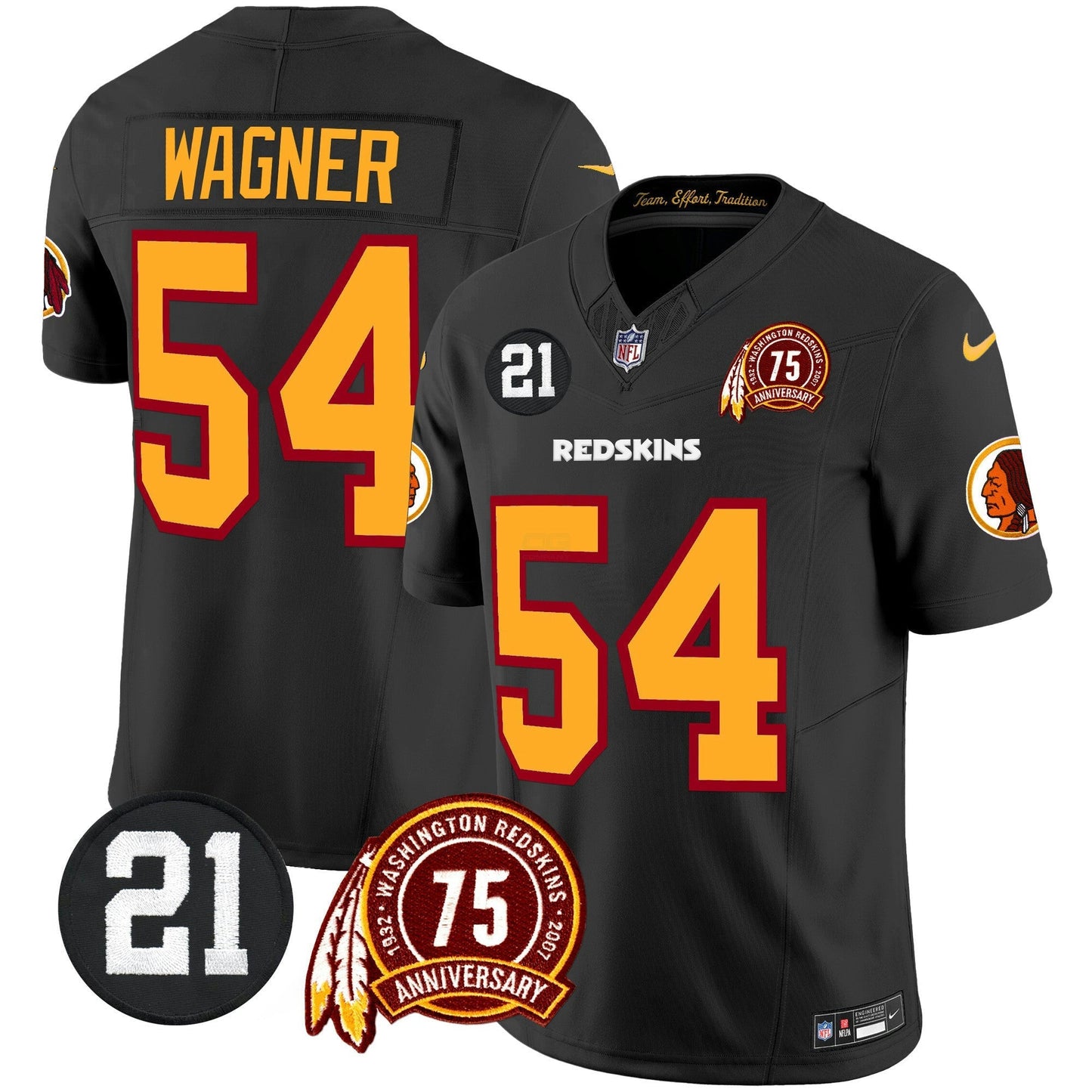 Camisa NFL Washington Commanders Men’s Washington Redskins 75th & Sean Taylor Patch Vapor Limited Jersey